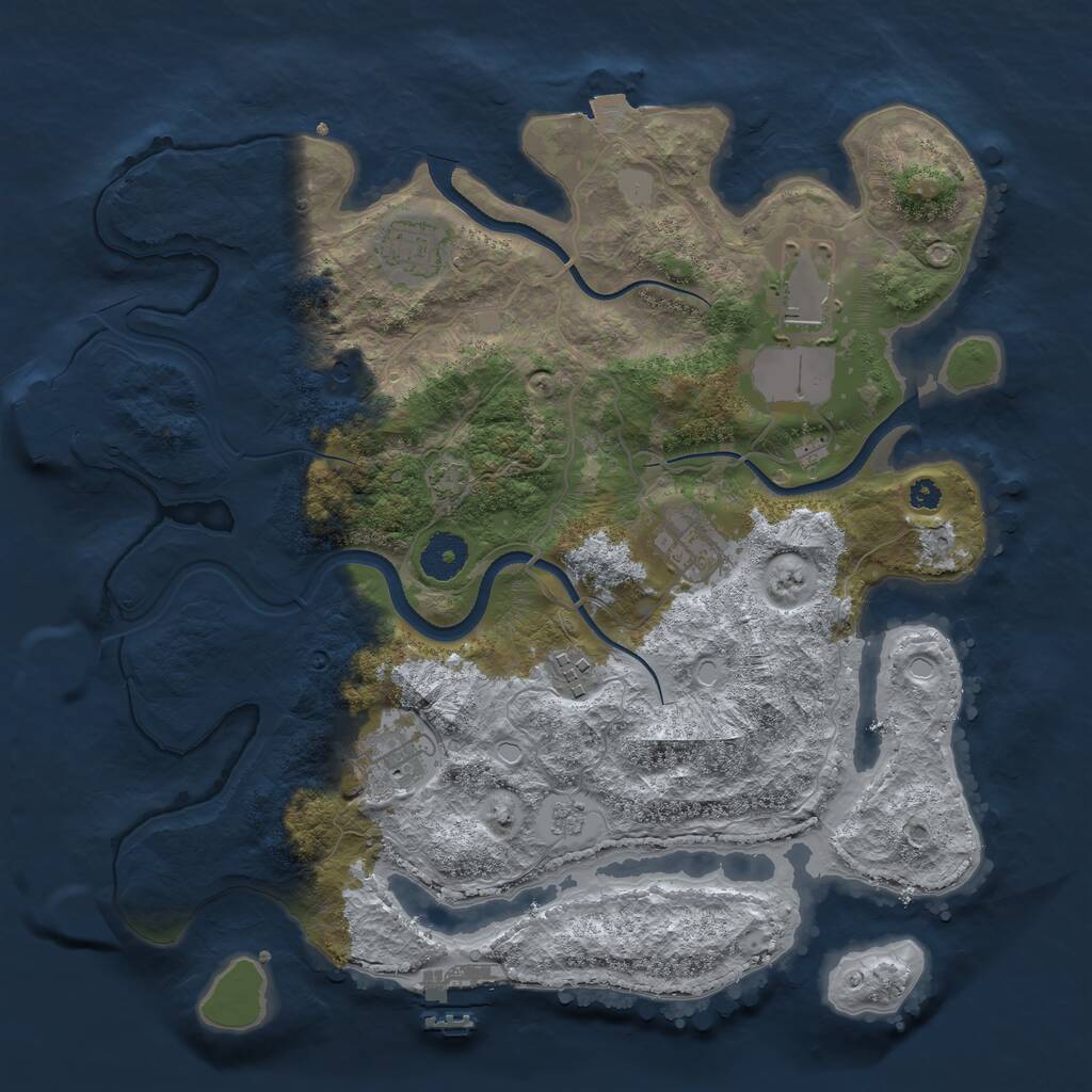 Rust Map: Procedural Map, Size: 3500, Seed: 36523, 11 Monuments