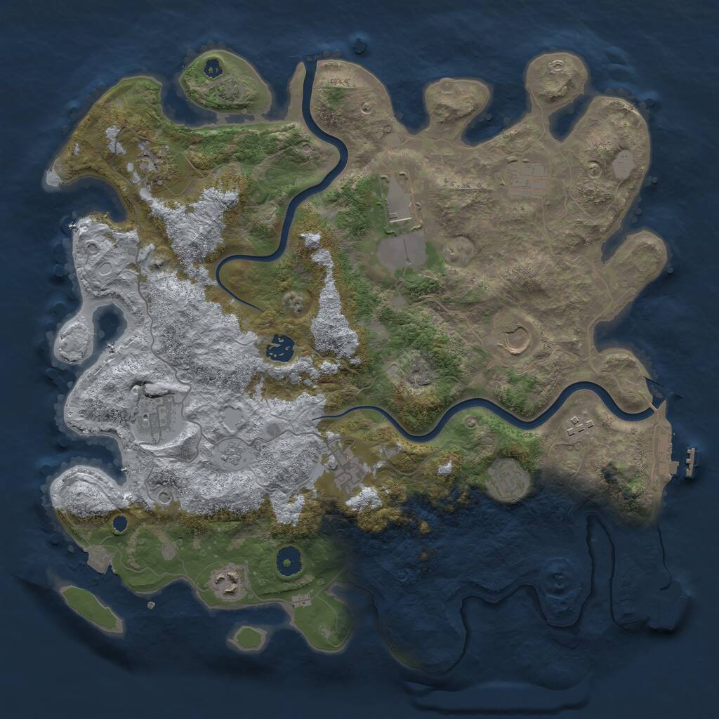 Rust Map: Procedural Map, Size: 3900, Seed: 642803622, 16 Monuments