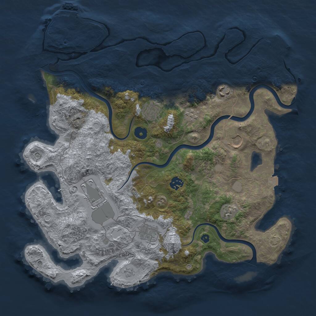 Rust Map: Procedural Map, Size: 3750, Seed: 1554999595, 13 Monuments