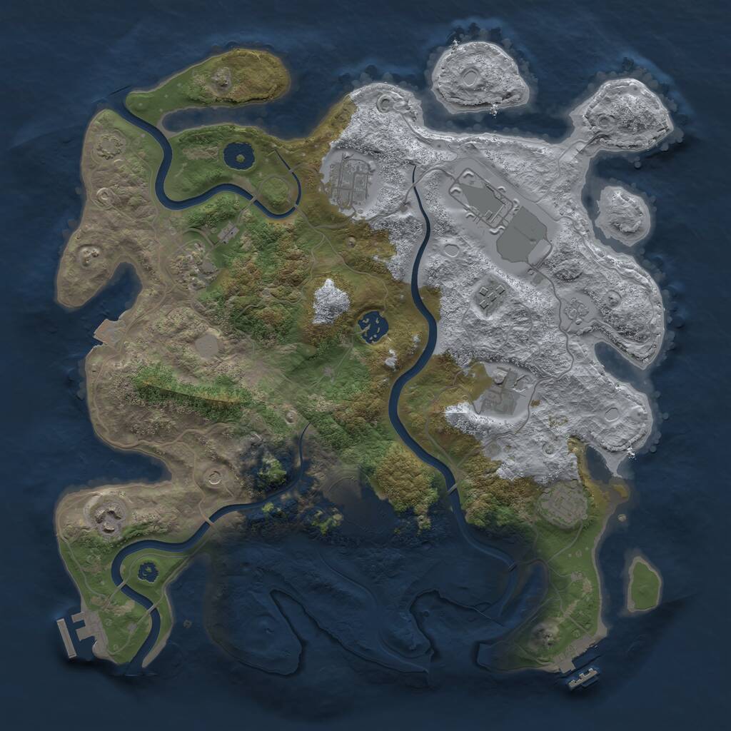 Rust Map: Procedural Map, Size: 3700, Seed: 185990150, 15 Monuments