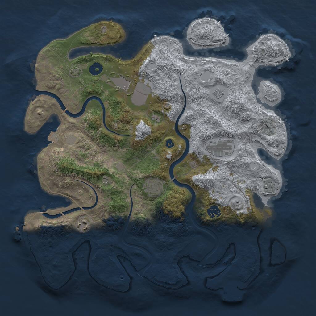 Rust Map: Procedural Map, Size: 3700, Seed: 185990150, 12 Monuments