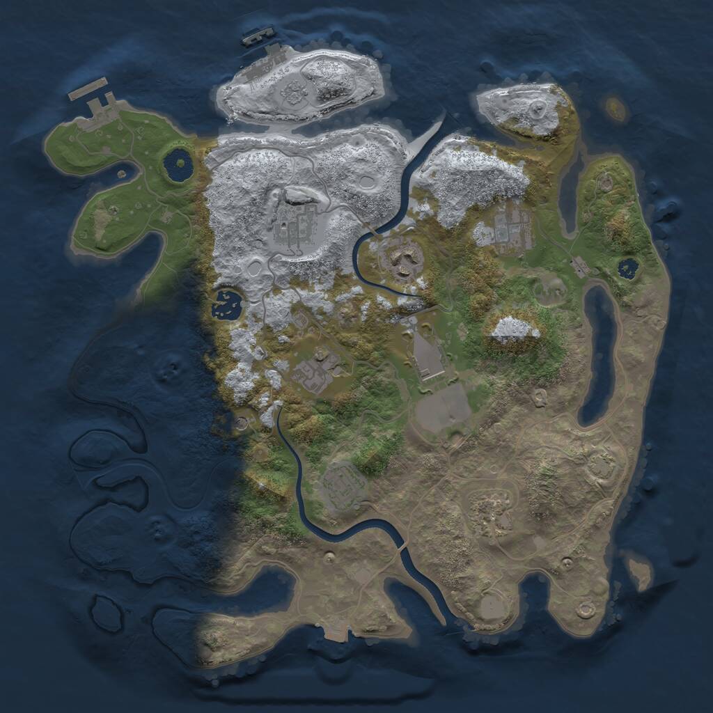 Rust Map: Procedural Map, Size: 3500, Seed: 2012900352, 14 Monuments