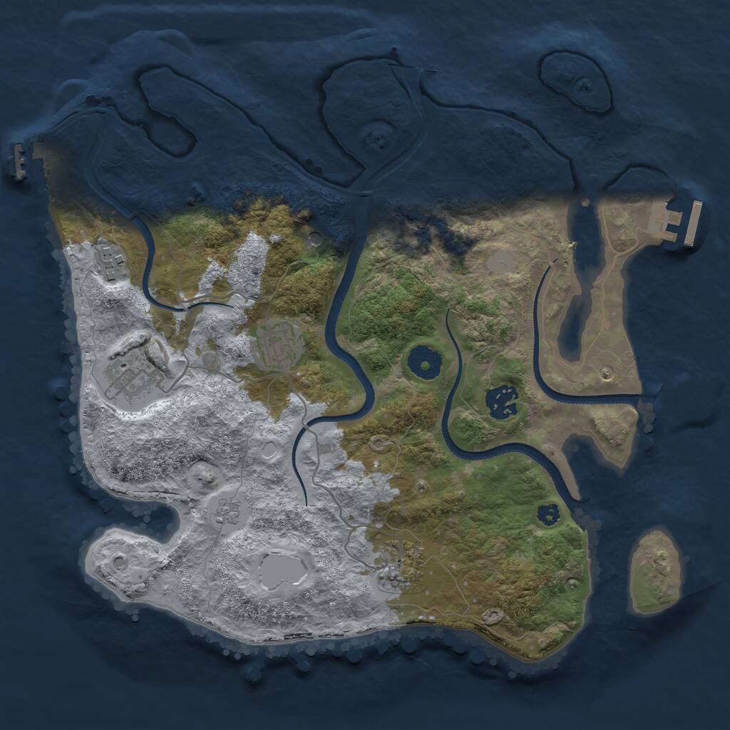 Rust Map: Procedural Map, Size: 3250, Seed: 877706848, 10 Monuments