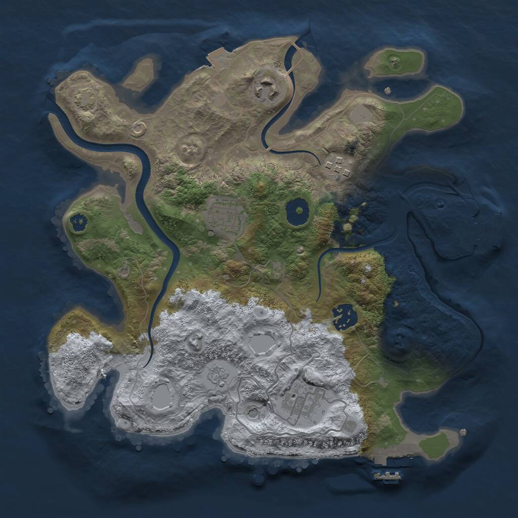 Rust Map: Procedural Map, Size: 3000, Seed: 1027219731, 11 Monuments