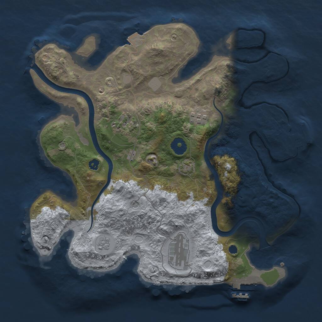 Rust Map: Procedural Map, Size: 3000, Seed: 1027219731, 9 Monuments