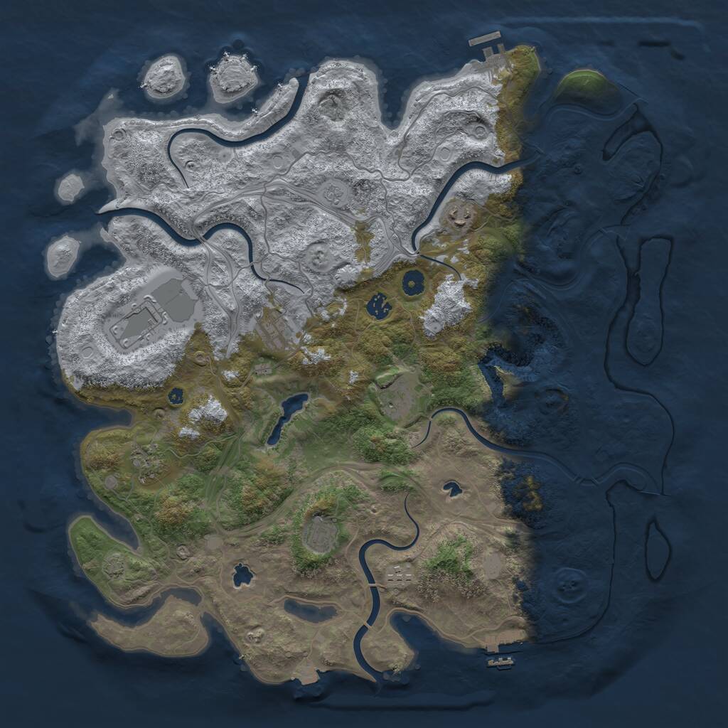 Rust Map: Procedural Map, Size: 4500, Seed: 891649037, 14 Monuments