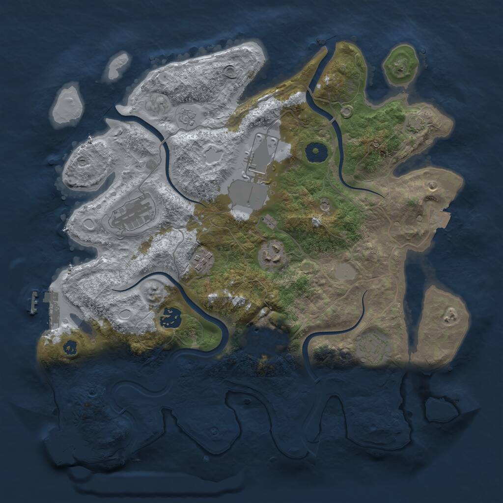 Rust Map: Procedural Map, Size: 3500, Seed: 1293792296, 13 Monuments