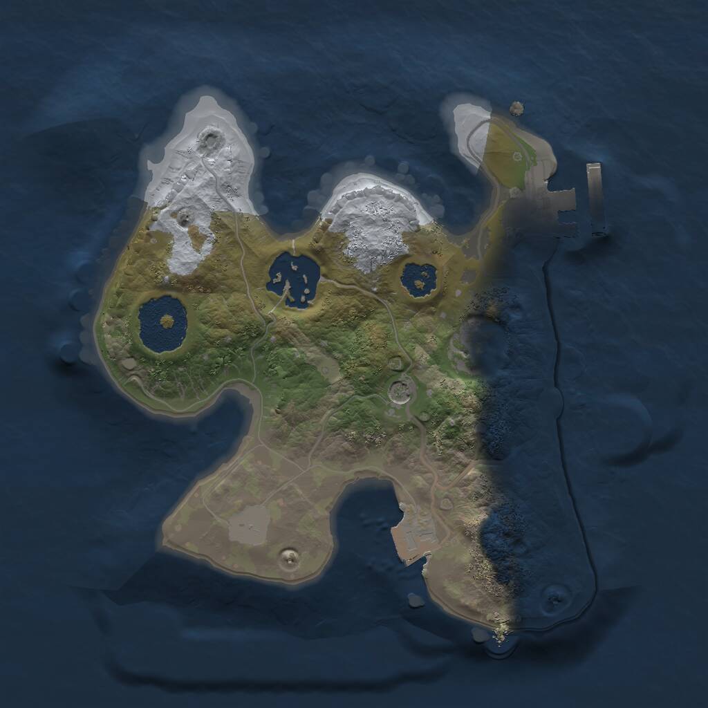 Rust Map: Procedural Map, Size: 2000, Seed: 1691981624, 4 Monuments