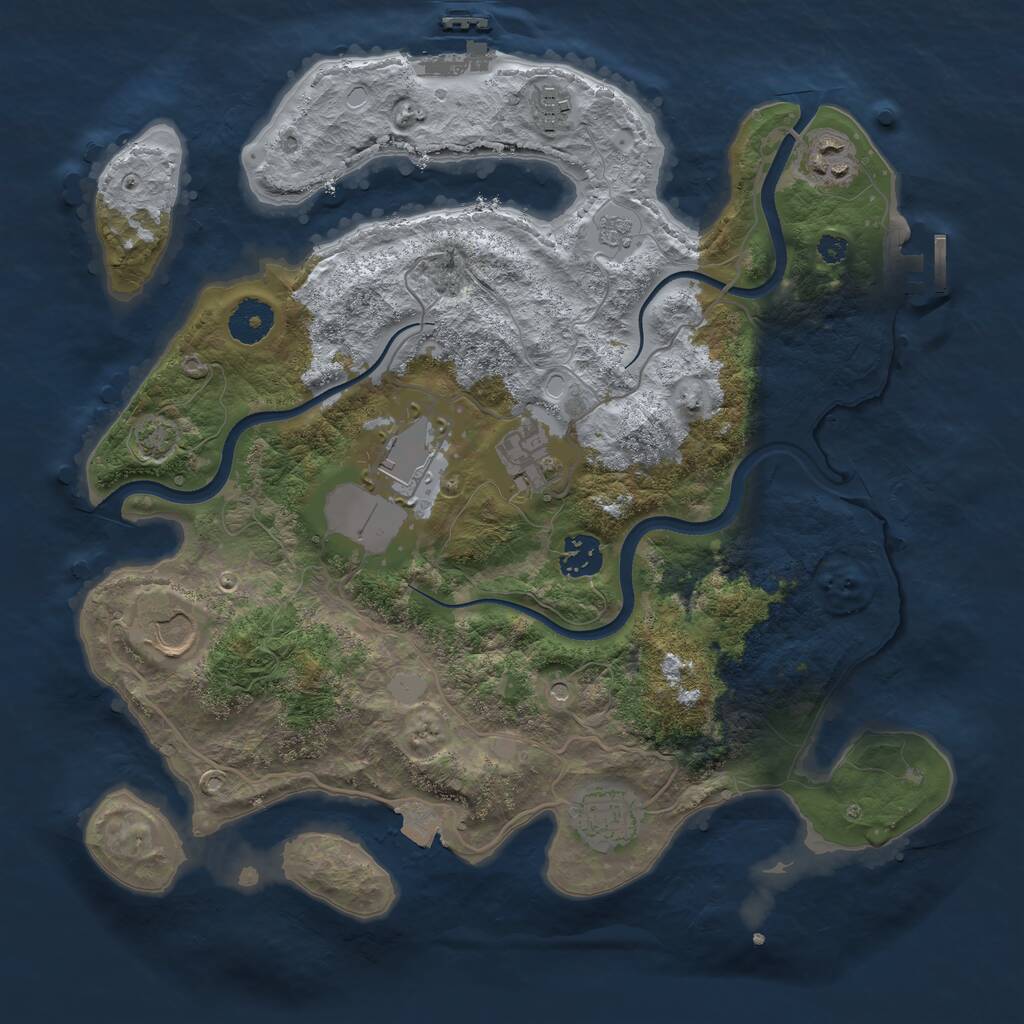 Rust Map: Procedural Map, Size: 3500, Seed: 765801522, 13 Monuments