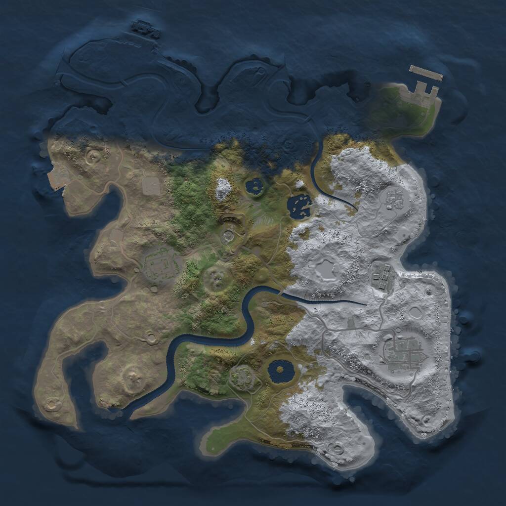 Rust Map: Procedural Map, Size: 3000, Seed: 727288, 10 Monuments