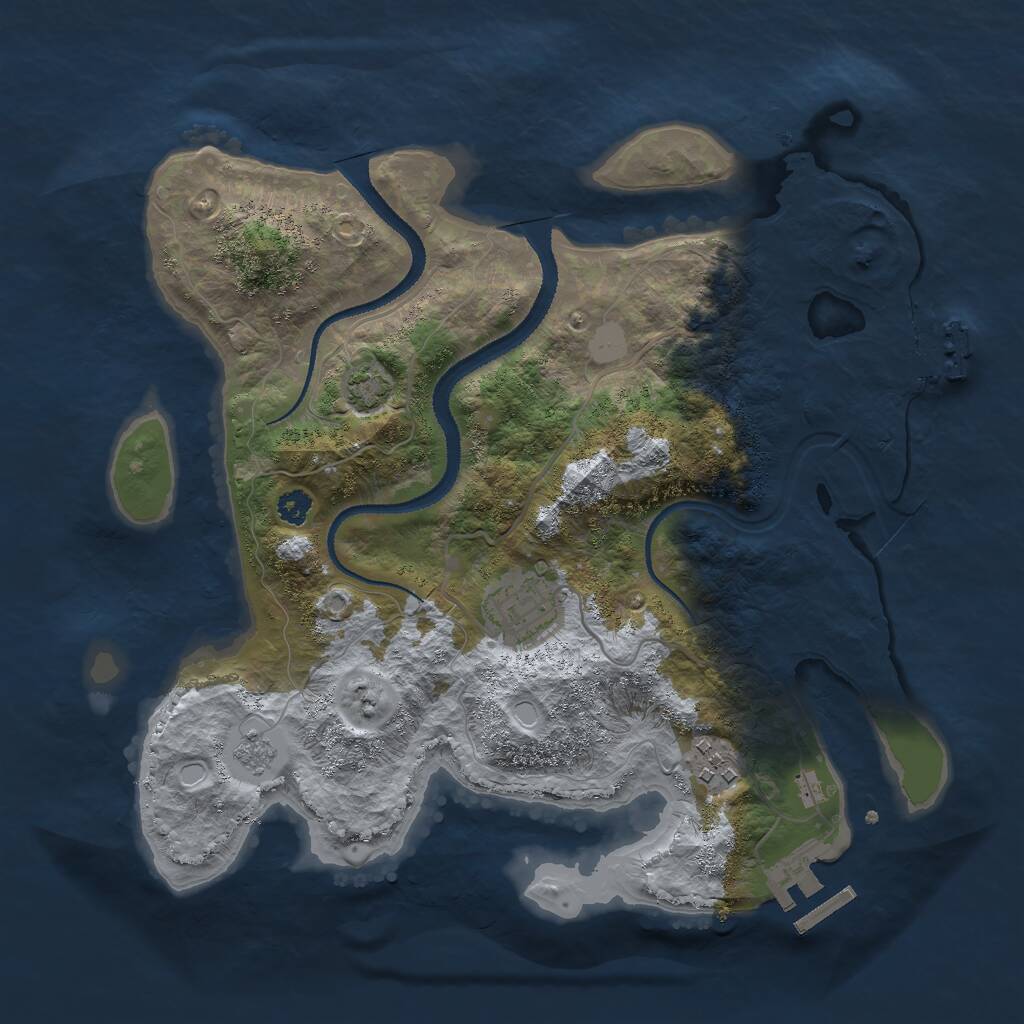 Rust Map: Procedural Map, Size: 3000, Seed: 1984877474, 7 Monuments