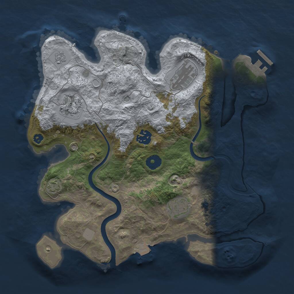 Rust Map: Procedural Map, Size: 3000, Seed: 26714, 9 Monuments