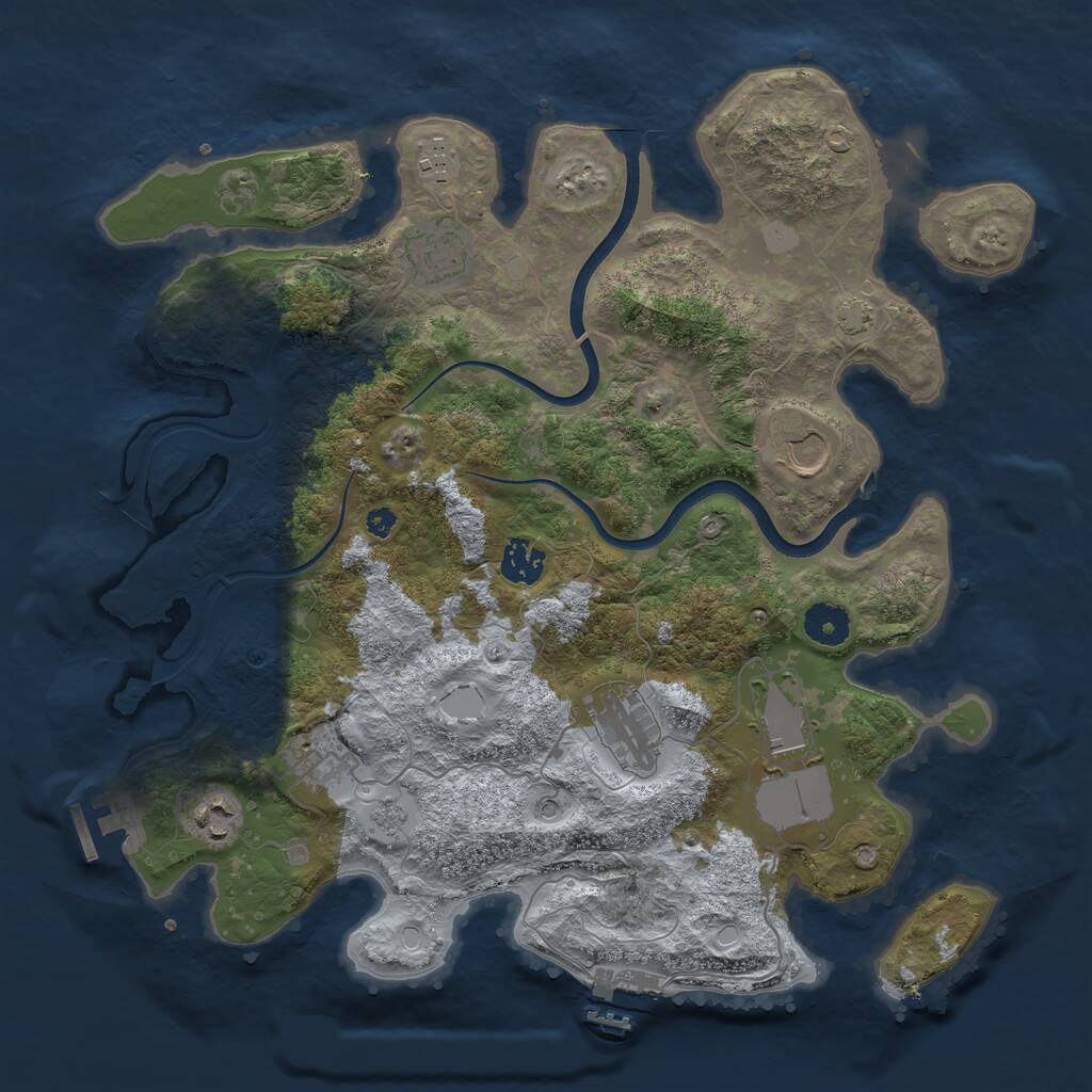 Rust Map: Procedural Map, Size: 3700, Seed: 1278344830, 14 Monuments