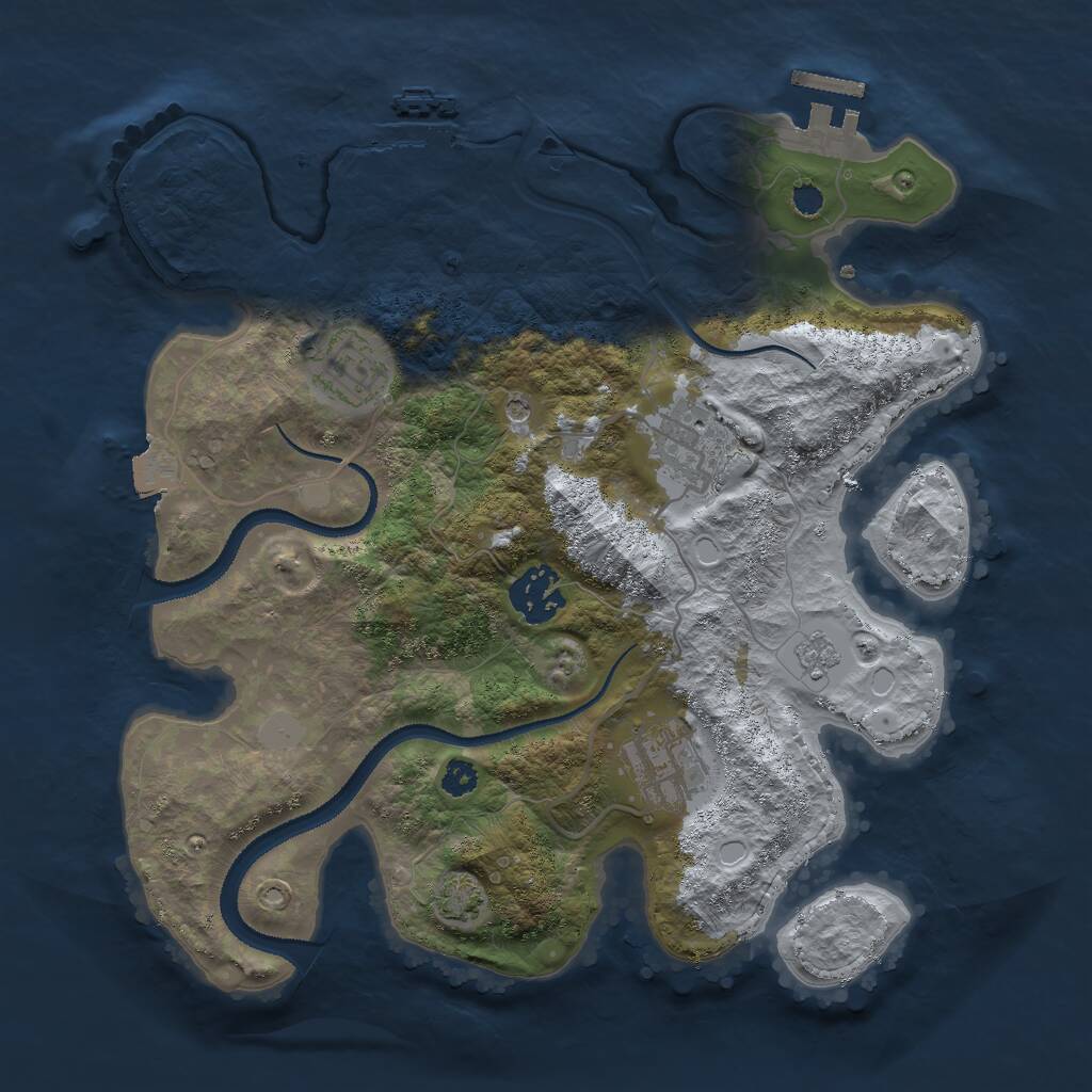 Rust Map: Procedural Map, Size: 3000, Seed: 1460214606, 10 Monuments