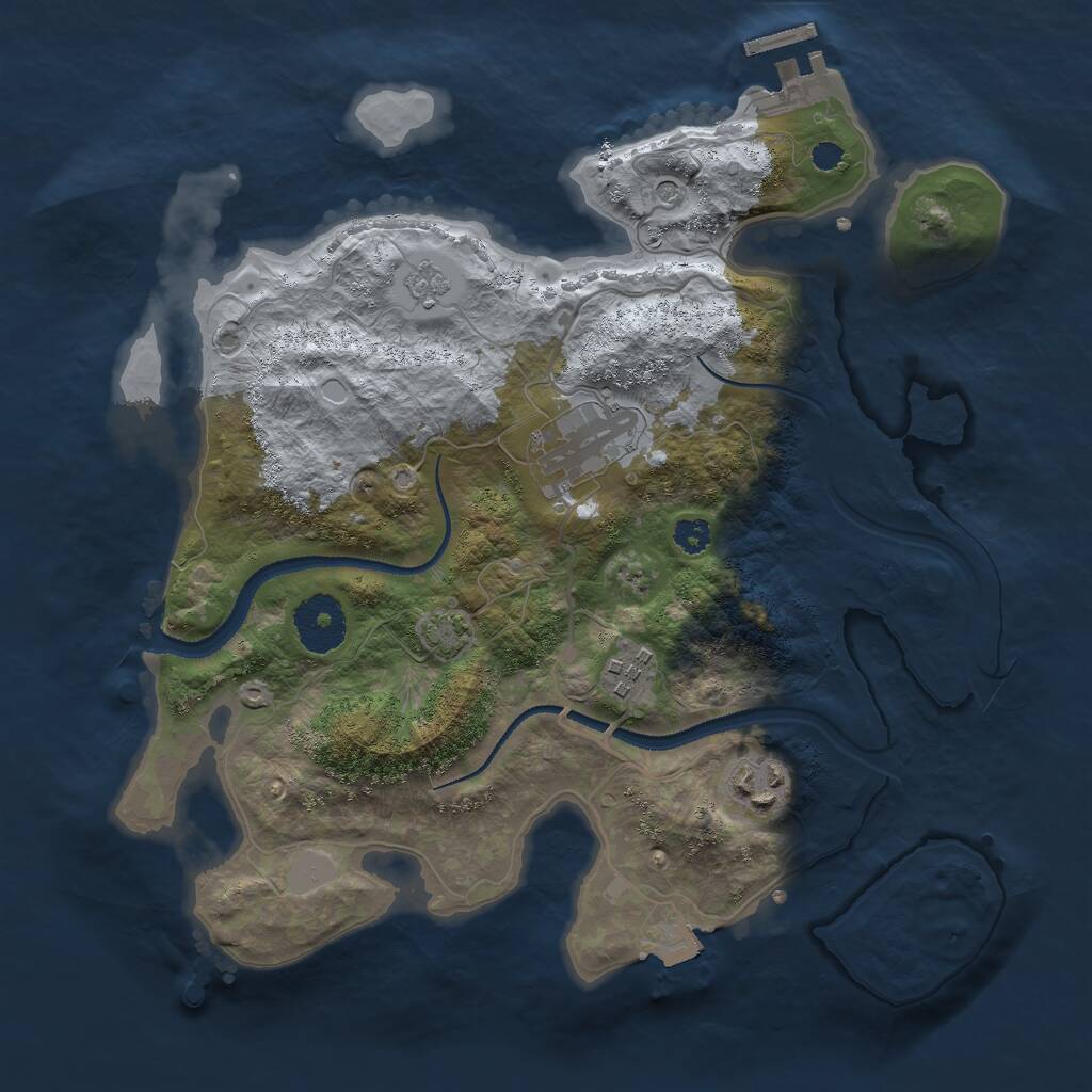 Rust Map: Procedural Map, Size: 3000, Seed: 14825, 8 Monuments