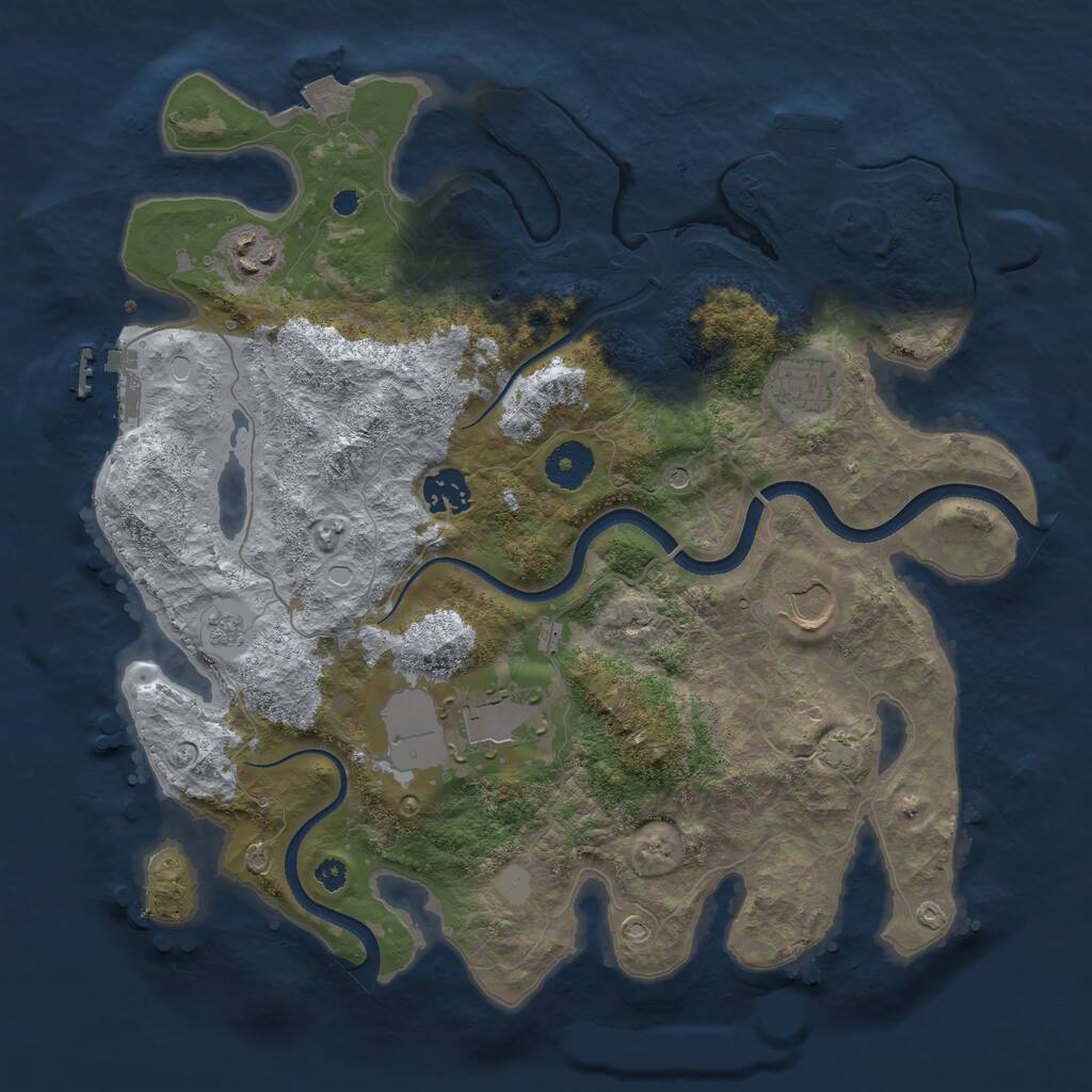 Rust Map: Procedural Map, Size: 3500, Seed: 1359810845, 11 Monuments