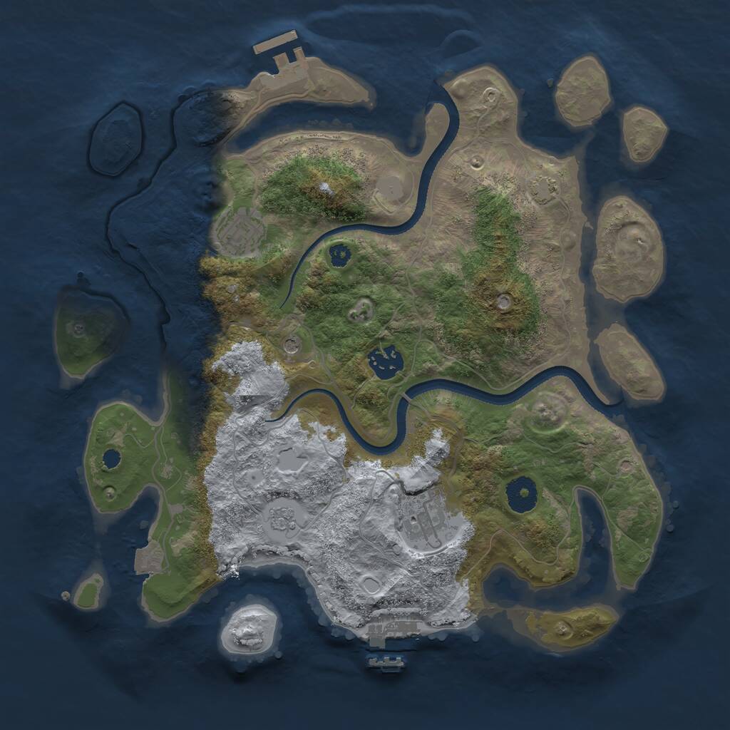 Rust Map: Procedural Map, Size: 3250, Seed: 1969108255, 9 Monuments