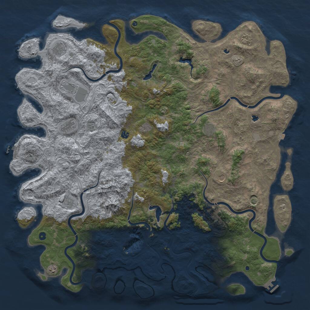 Rust Map: Procedural Map, Size: 6000, Seed: 2930455, 17 Monuments