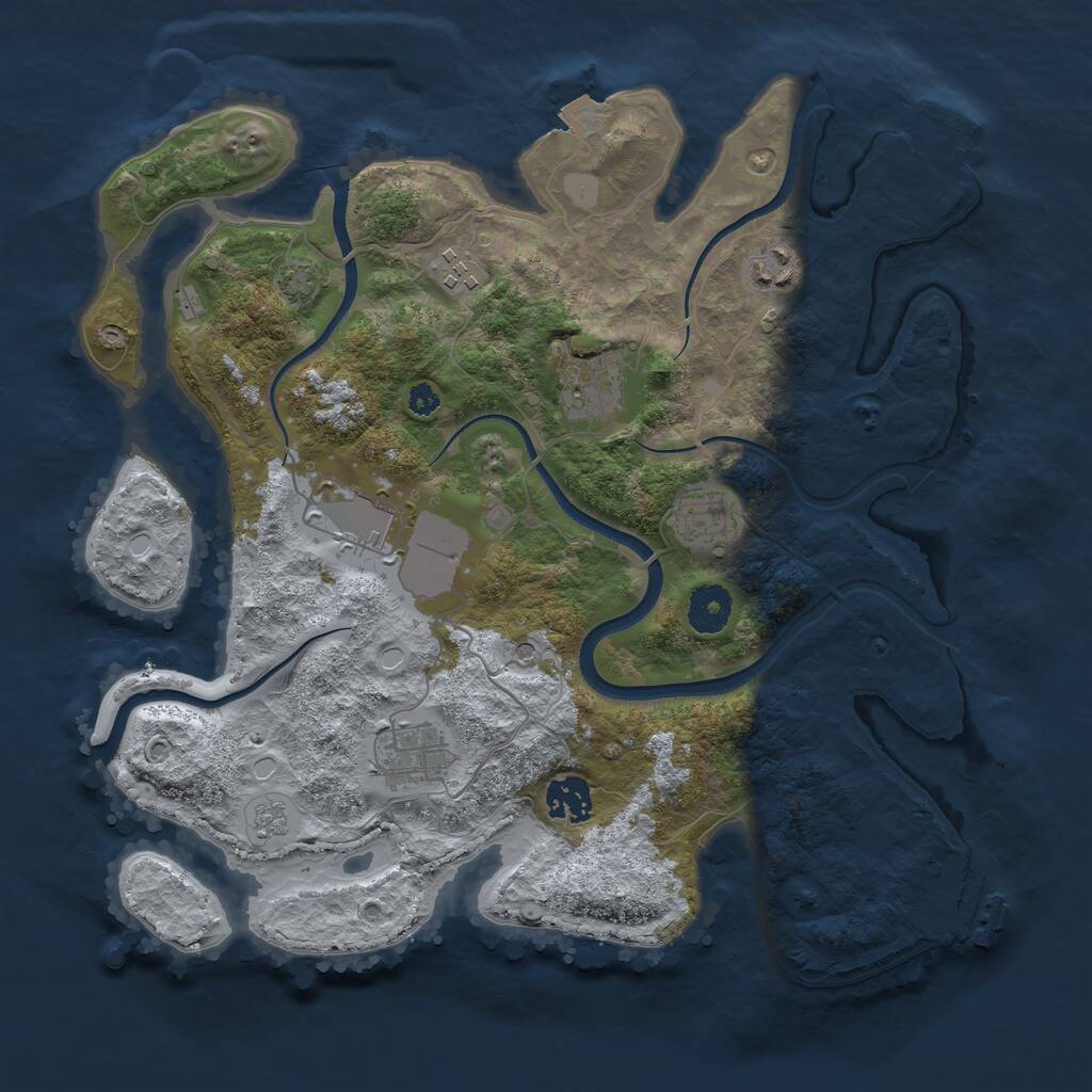 Rust Map: Procedural Map, Size: 3500, Seed: 387603752, 13 Monuments