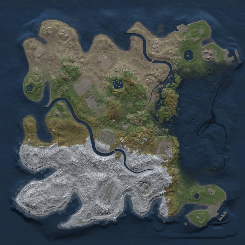 Rust Map: Procedural Map, Size: 3600, Seed: 191515, 14 Monuments