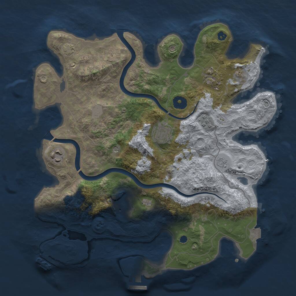 Rust Map: Procedural Map, Size: 3250, Seed: 38, 11 Monuments
