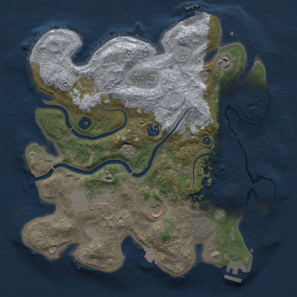 Rust Map: Procedural Map, Size: 3500, Seed: 295800651, 13 Monuments