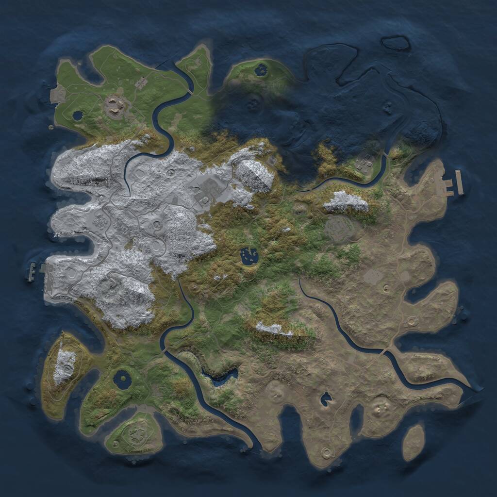 Rust Map: Procedural Map, Size: 4050, Seed: 558503672, 11 Monuments