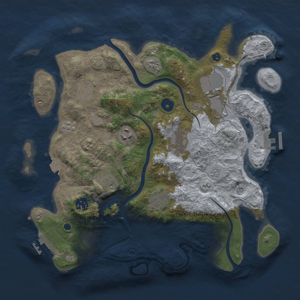 Rust Map: Procedural Map, Size: 3500, Seed: 3374895, 14 Monuments