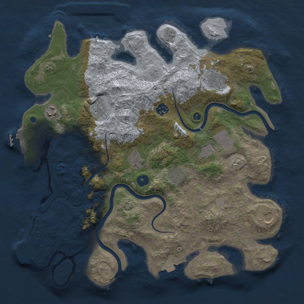 Rust Map: Procedural Map, Size: 3900, Seed: 159181387, 15 Monuments