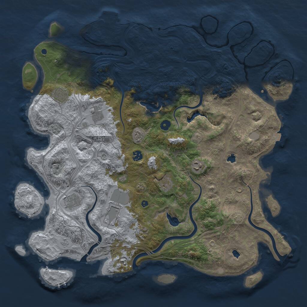 Rust Map: Procedural Map, Size: 4500, Seed: 24411, 14 Monuments