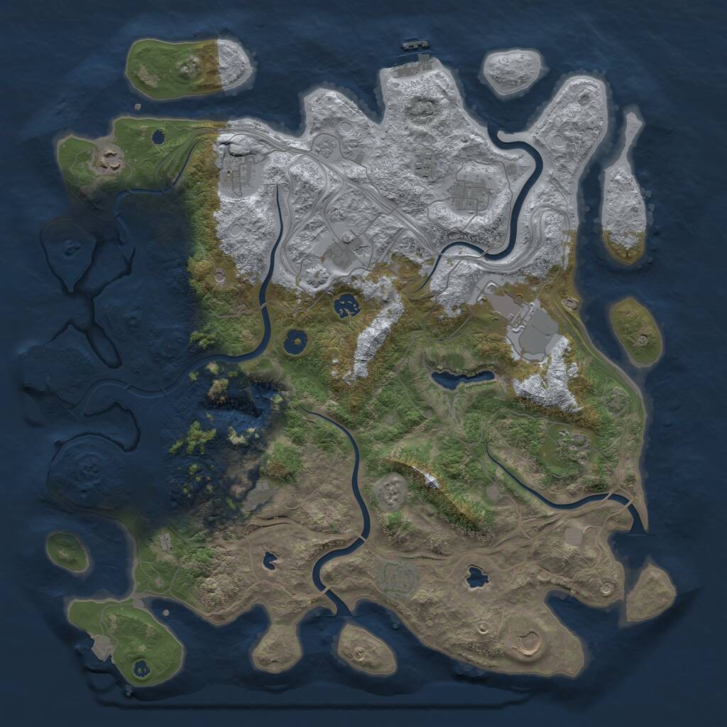Rust Map: Procedural Map, Size: 4500, Seed: 1045475160, 17 Monuments
