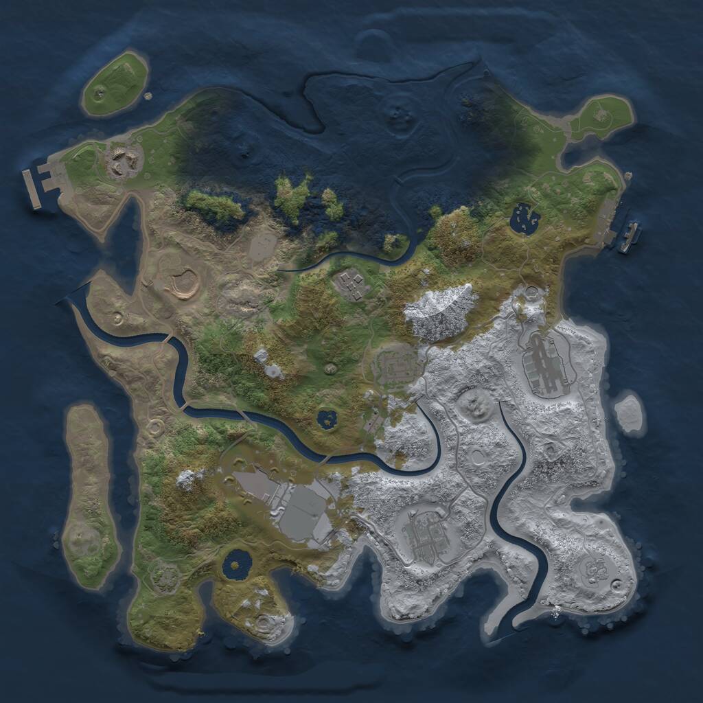 Rust Map: Procedural Map, Size: 3500, Seed: 2012839148, 14 Monuments