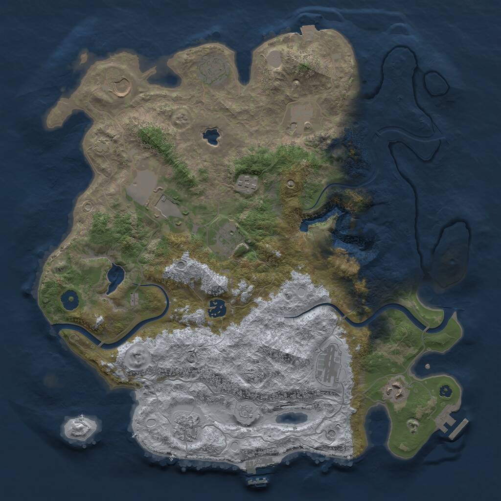 Rust Map: Procedural Map, Size: 4000, Seed: 13586, 16 Monuments