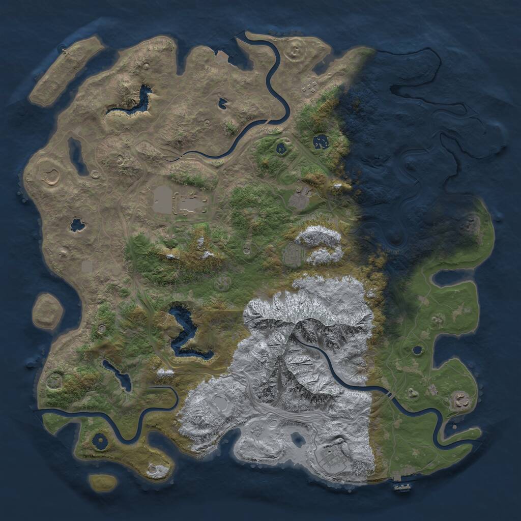 Rust Map: Procedural Map, Size: 5000, Seed: 607095931, 14 Monuments