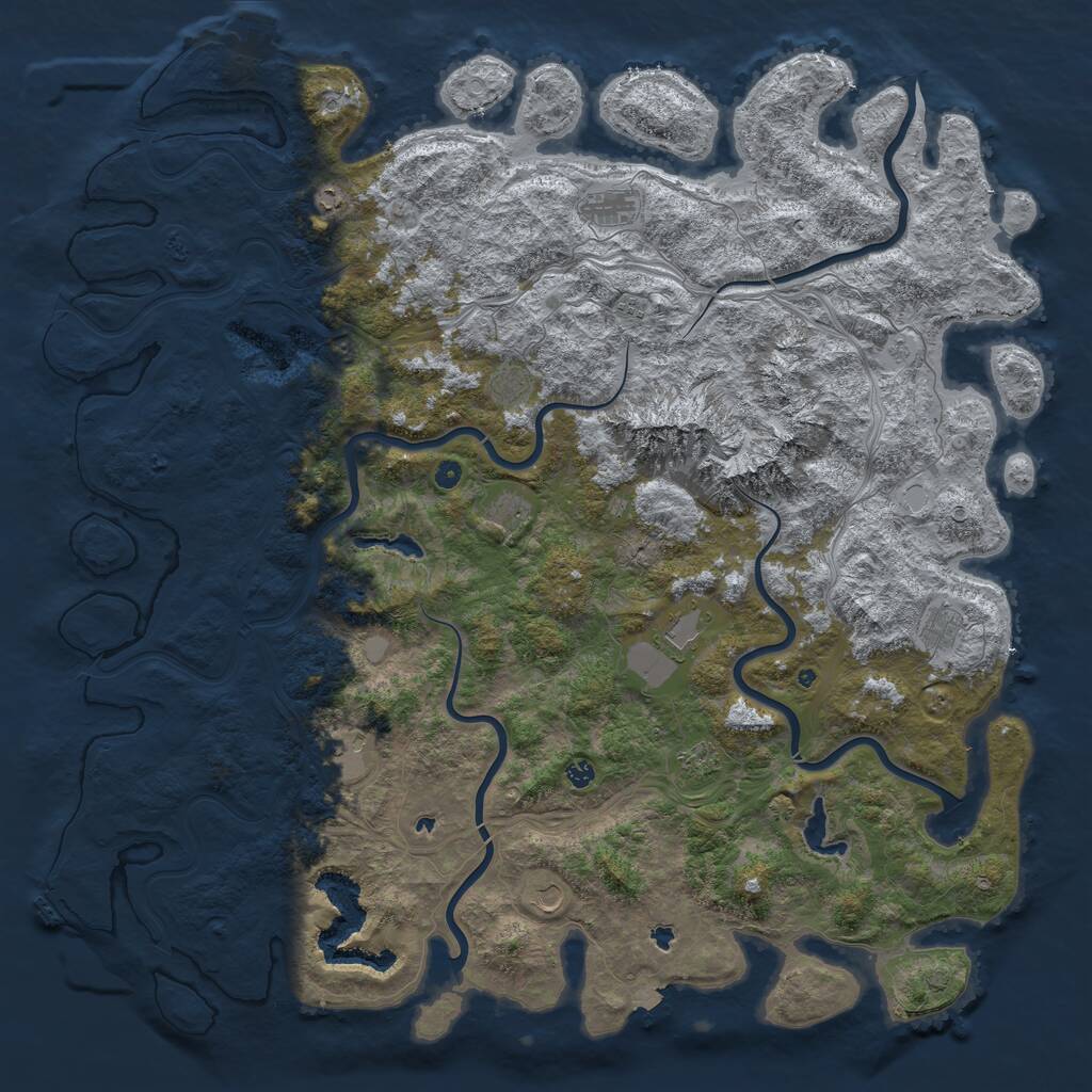 Rust Map: Procedural Map, Size: 6000, Seed: 6096, 17 Monuments
