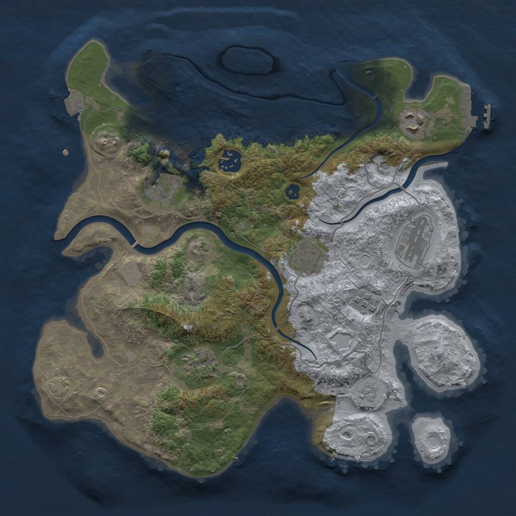 Rust Map: Procedural Map, Size: 3300, Seed: 153063629, 12 Monuments