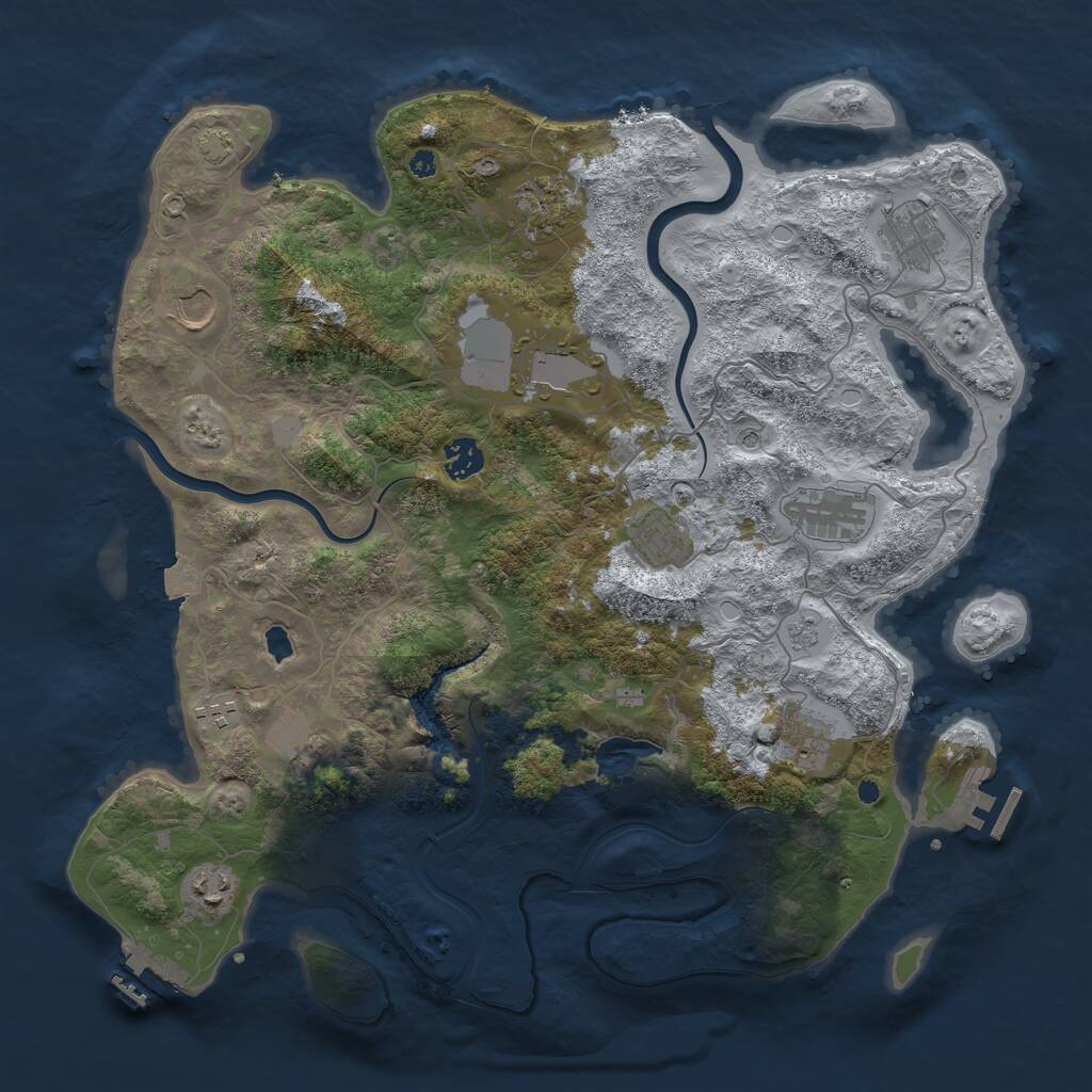 Rust Map: Procedural Map, Size: 4000, Seed: 1962675722, 17 Monuments