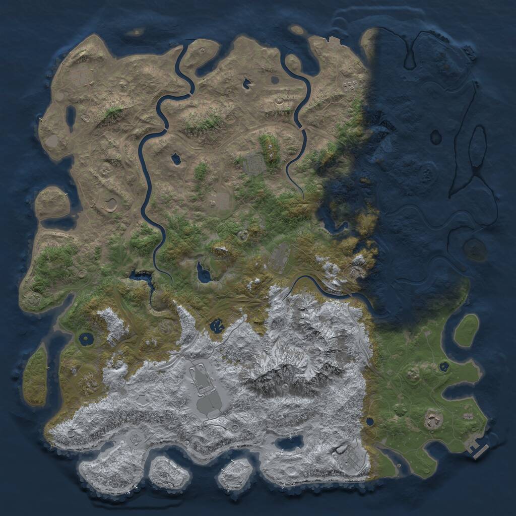 Rust Map: Procedural Map, Size: 5500, Seed: 419174055, 17 Monuments