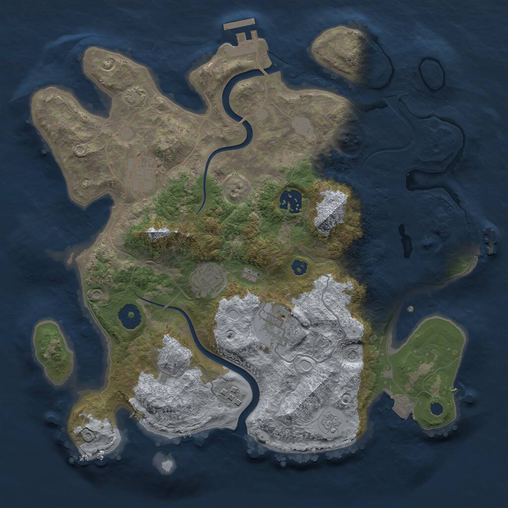 Rust Map: Procedural Map, Size: 3250, Seed: 233713540, 11 Monuments