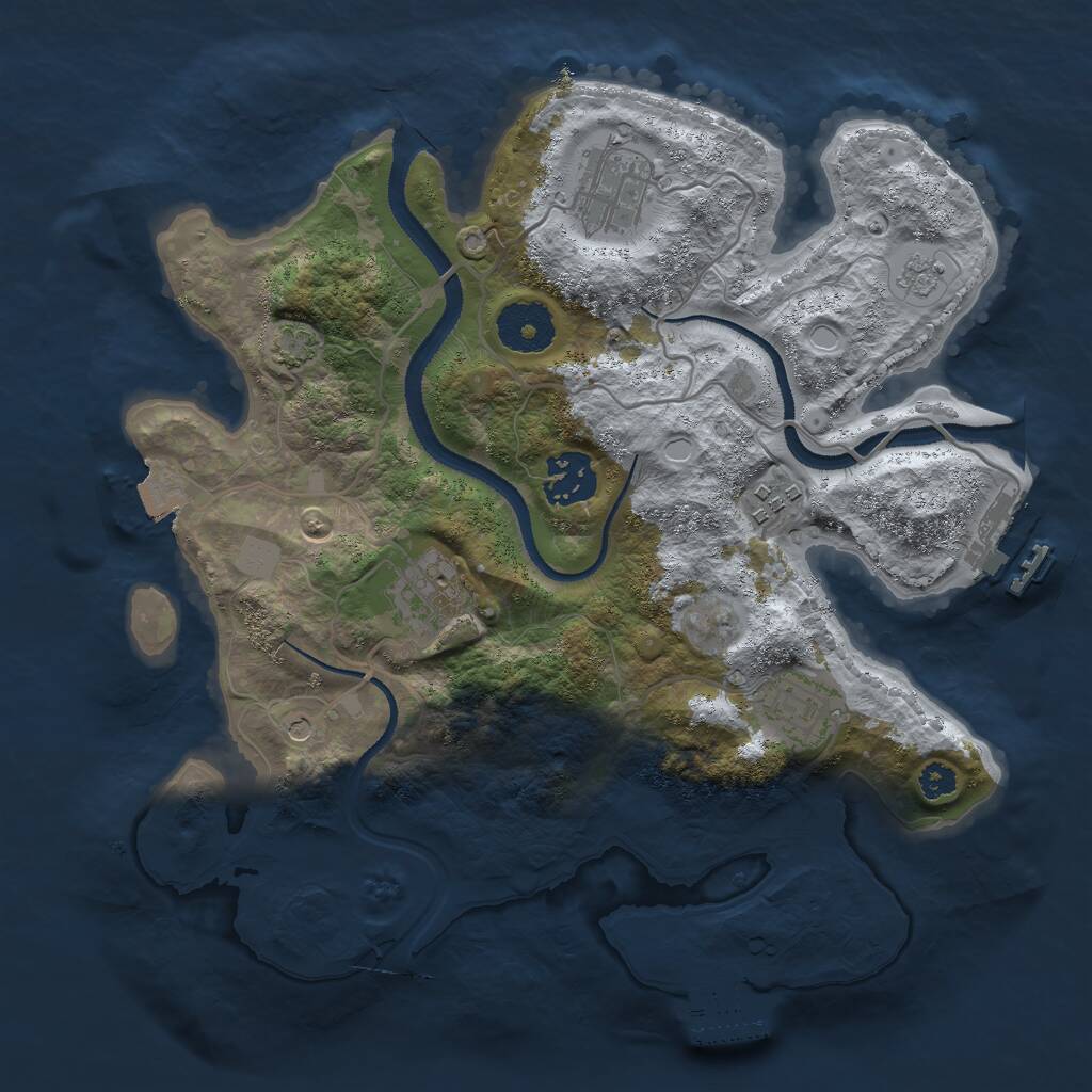 Rust Map: Procedural Map, Size: 3000, Seed: 1958881793, 11 Monuments