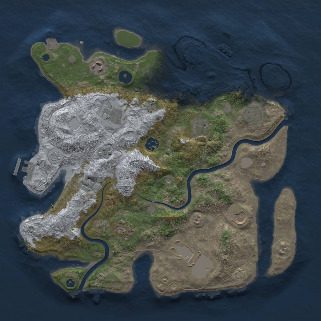 Rust Map: Procedural Map, Size: 3700, Seed: 100763624, 15 Monuments