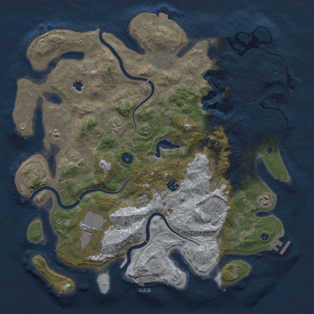 Rust Map: Procedural Map, Size: 4100, Seed: 344571678, 13 Monuments