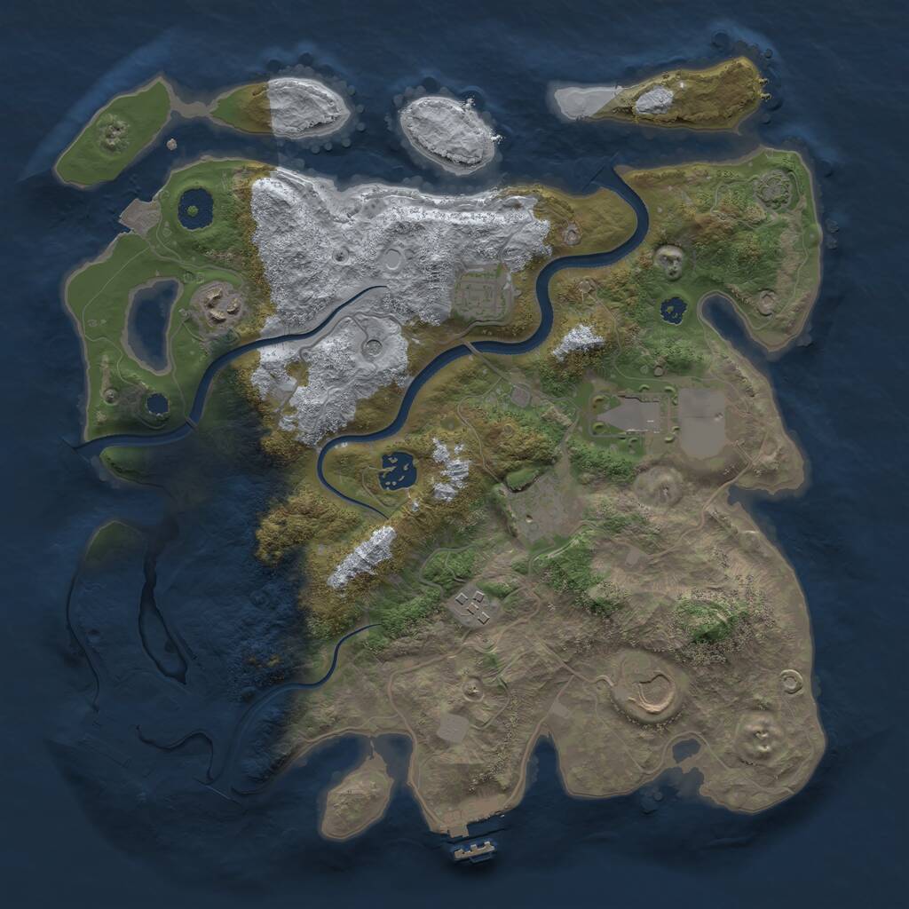 Rust Map: Procedural Map, Size: 3500, Seed: 121378921, 12 Monuments