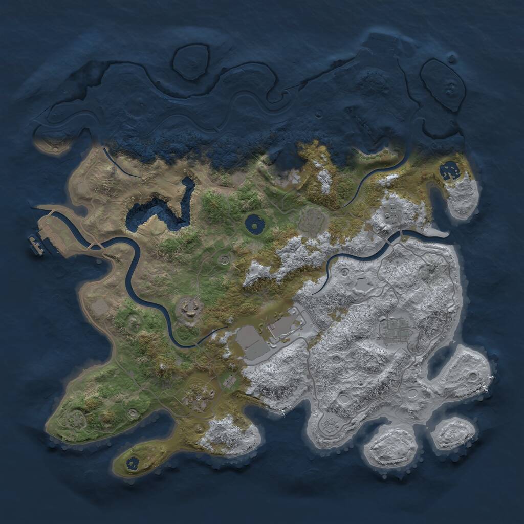 Rust Map: Procedural Map, Size: 4000, Seed: 8672, 14 Monuments