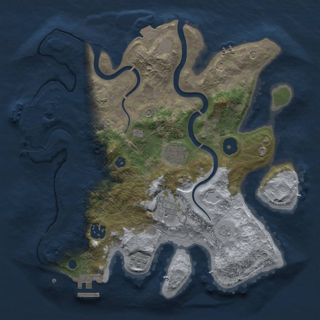 Rust Map: Procedural Map, Size: 3000, Seed: 25131, 10 Monuments