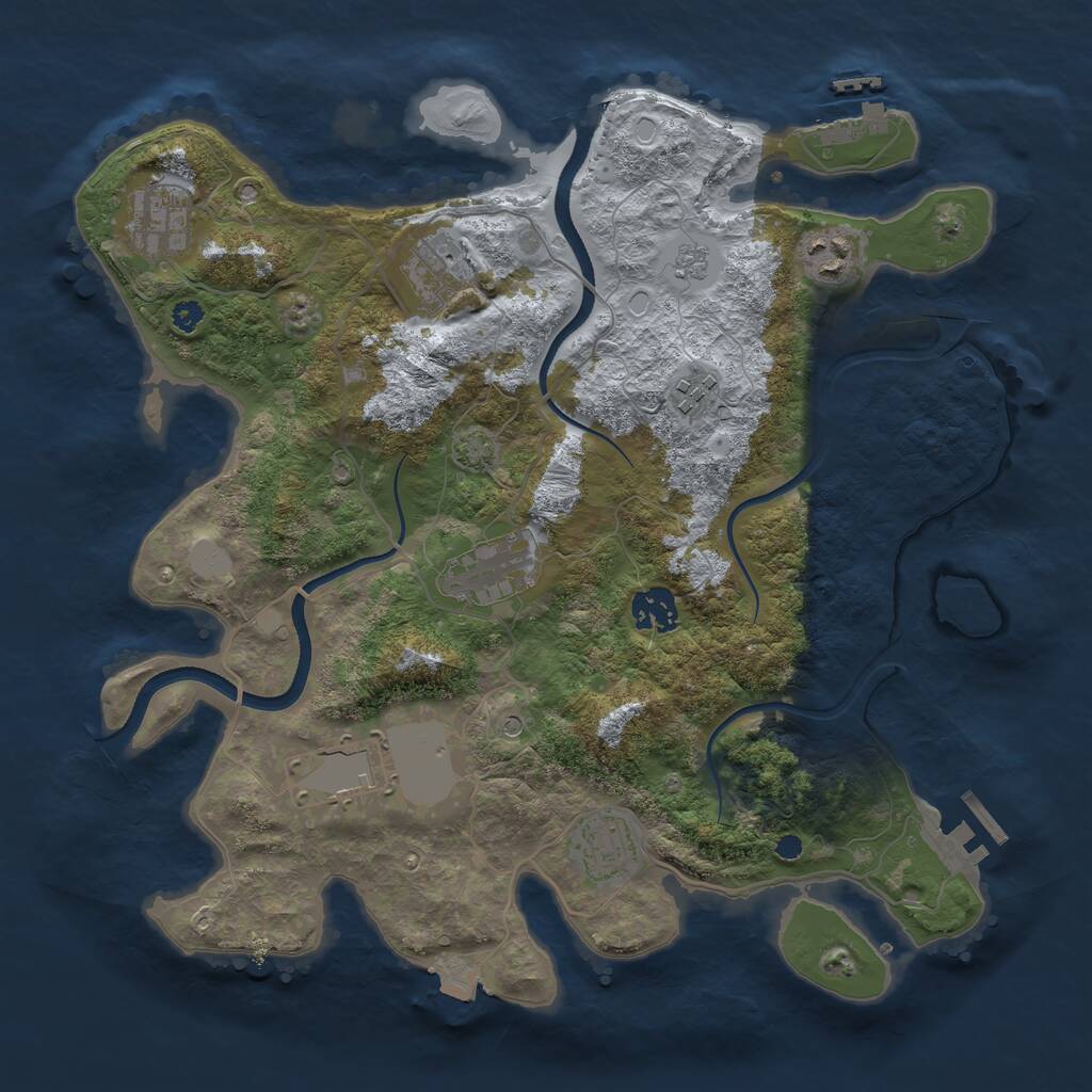 Rust Map: Procedural Map, Size: 3500, Seed: 19621979, 14 Monuments