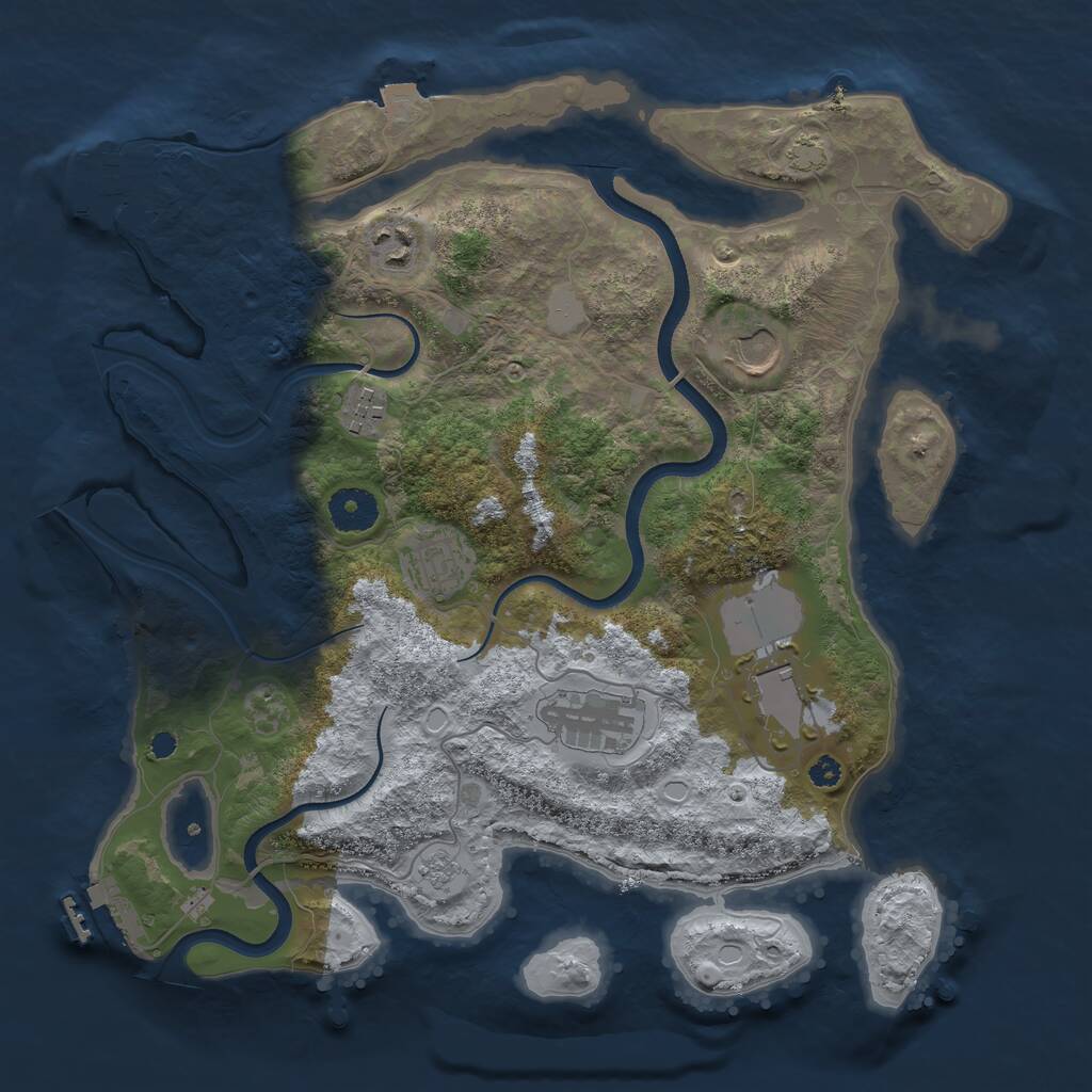 Rust Map: Procedural Map, Size: 3500, Seed: 1833235034, 11 Monuments