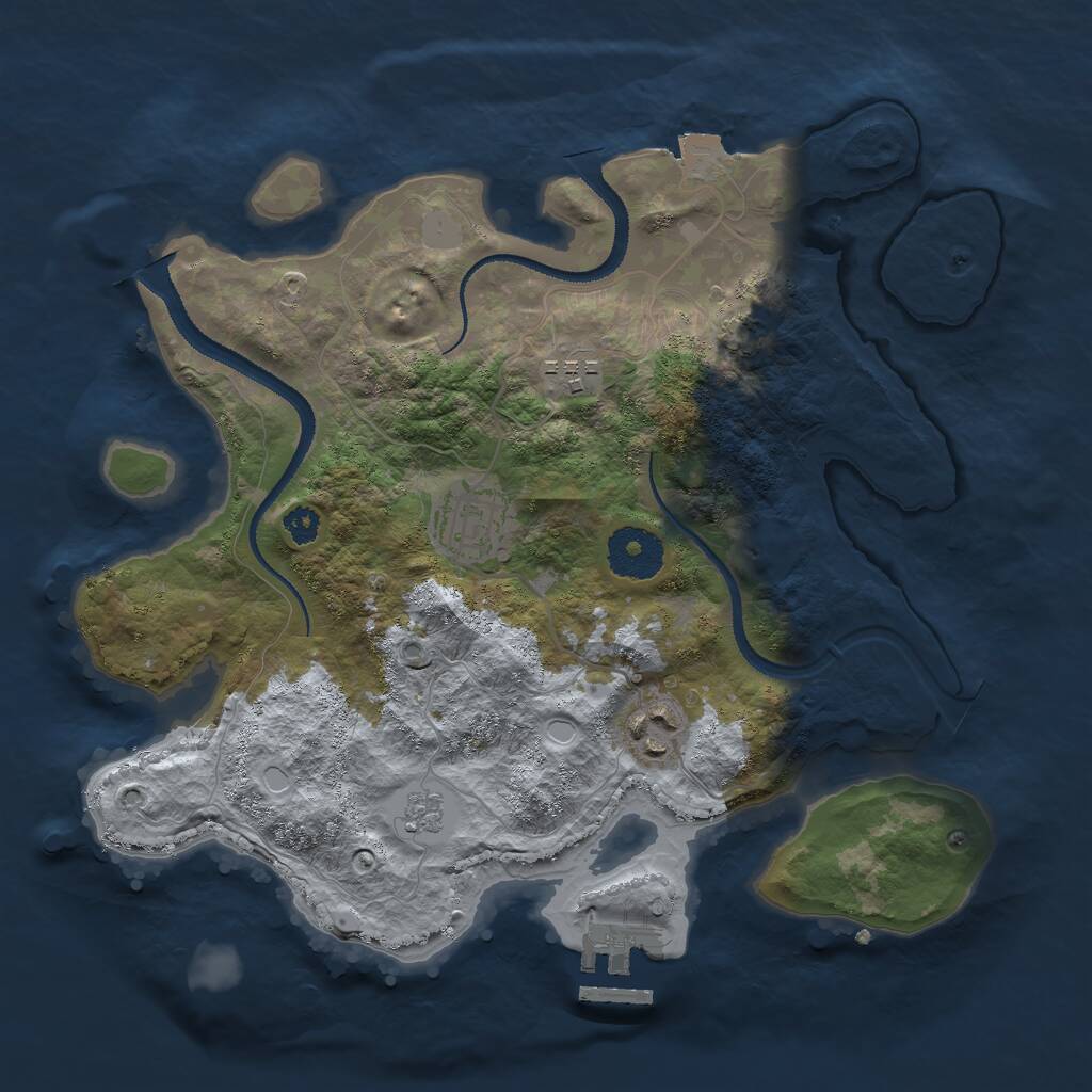 Rust Map: Procedural Map, Size: 3000, Seed: 30979, 7 Monuments