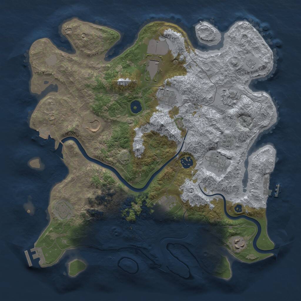Rust Map: Procedural Map, Size: 3750, Seed: 983030268, 16 Monuments