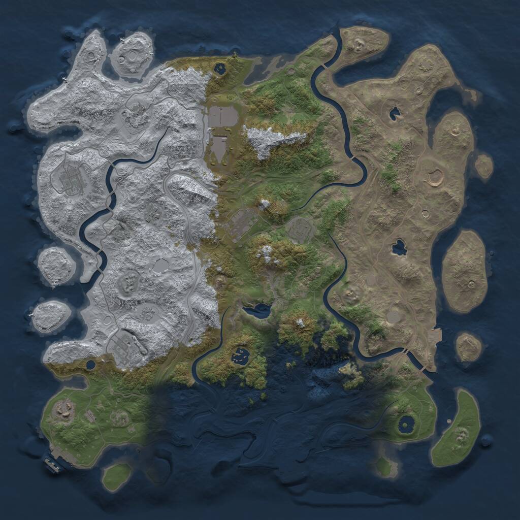 Rust Map: Procedural Map, Size: 4500, Seed: 477710361, 16 Monuments